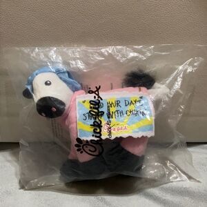 Chick-fil-a stuffed plush cow 6" 2016 pink pajamas blue shower cap gud hair dayz